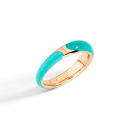 Anello Rondelle DoDo in argento 925 dorato oro rosa 18K con smalto turchese, design a moduli mobili.